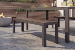 Moderne Gartenbank DESIGNO 180cm dunkelbraun schwarz Aluminium wetterfest Outdoor Sitzbank