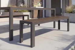 Moderne Gartenbank DESIGNO 180cm dunkelbraun schwarz Aluminium wetterfest Outdoor Sitzbank