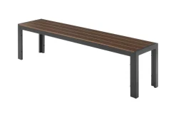 Moderne Gartenbank DESIGNO 180cm dunkelbraun schwarz Aluminium wetterfest Outdoor Sitzbank