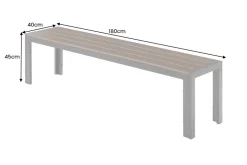 Moderne Gartenbank DESIGNO 180cm dunkelbraun schwarz Aluminium wetterfest Outdoor Sitzbank