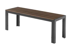 Moderne Gartenbank DESIGNO 130cm dunkelbraun schwarz Aluminium wetterfest Outdoor Sitzbank