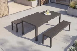 Moderne Gartenbank DESIGNO 180cm anthrazit schwarz Aluminium wetterfest Outdoor Sitzbank