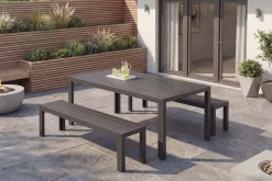 Moderne Gartenbank DESIGNO 180cm anthrazit schwarz Aluminium wetterfest Outdoor Sitzbank