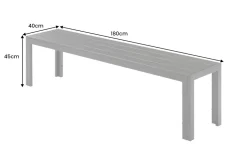 Moderne Gartenbank DESIGNO 180cm anthrazit schwarz Aluminium wetterfest Outdoor Sitzbank