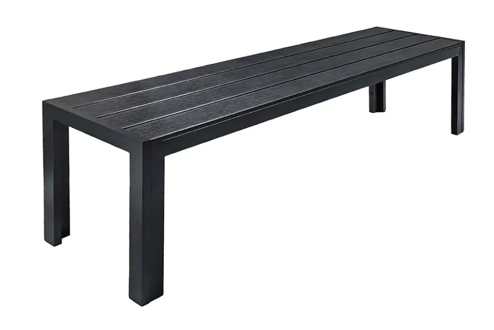 Moderne Gartenbank DESIGNO 180cm anthrazit schwarz Aluminium wetterfest Outdoor Sitzbank