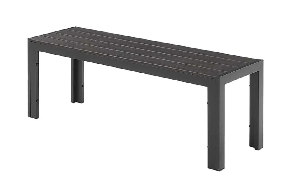 Moderne Gartenbank DESIGNO 130cm anthrazit schwarz Aluminium wetterfest Outdoor Sitzbank