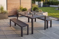 Moderne Gartenbank DESIGNO 130cm anthrazit schwarz Aluminium wetterfest Outdoor Sitzbank