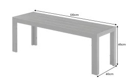 Moderne Gartenbank DESIGNO 130cm anthrazit schwarz Aluminium wetterfest Outdoor Sitzbank
