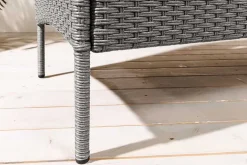 Moderne Gartenbank PORTOFINO 140cm grau Polyrattan Outdoor Sitzbank mit Tisch wetterfest
