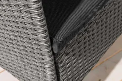 Moderne Gartenbank PORTOFINO 140cm grau Polyrattan Outdoor Sitzbank mit Tisch wetterfest