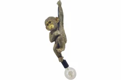Moderne Hängelampe MONKEY 55cm gold Affen-Skulptur handmade
