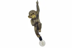 Moderne Hängelampe MONKEY 55cm gold Affen-Skulptur handmade