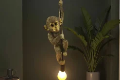Moderne Hängelampe MONKEY 55cm gold Affen-Skulptur handmade