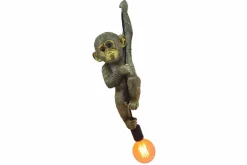 Moderne Hängelampe MONKEY 55cm gold Affen-Skulptur handmade