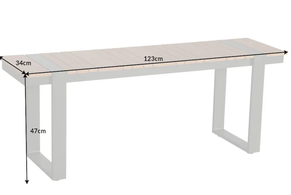 Moderne Outdoor Sitzbank TAMPA LOUNGE 125cm grau natur Aluminium Metall Holz-Design wetterfest