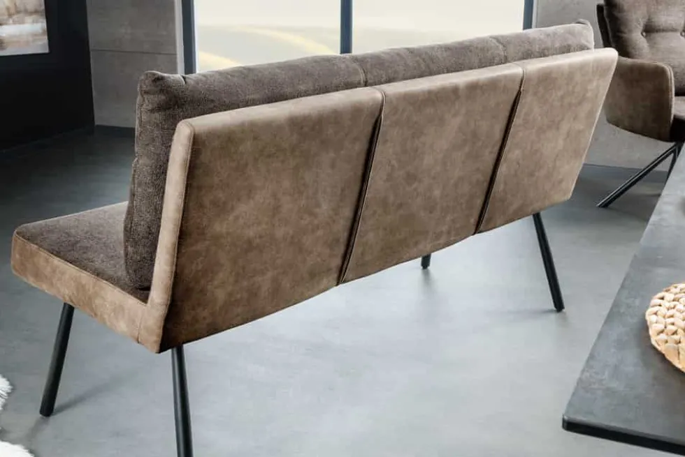 Moderne Sitzbank BIG GEORGE 160cm taupe Flachgewebe Taschenfederkern schwarz