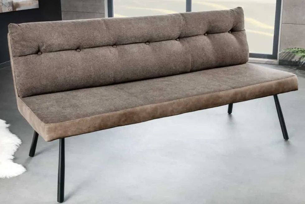 Moderne Sitzbank BIG GEORGE 160cm taupe Flachgewebe Taschenfederkern schwarz