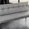 Moderne Sitzbank BIG GEORGE 160cm grau Samt Strukturstoff Taschenfederkern Metall