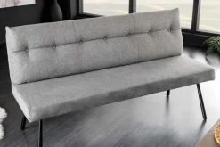 Moderne Sitzbank BIG GEORGE 160cm grau Samt Strukturstoff Taschenfederkern Metall