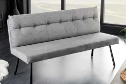 Moderne Sitzbank BIG GEORGE 160cm grau Samt Strukturstoff Taschenfederkern Metall