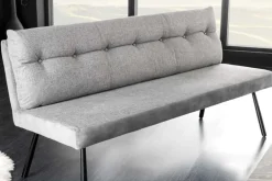 Moderne Sitzbank BIG GEORGE 160cm grau Samt Strukturstoff Taschenfederkern Metall