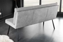 Moderne Sitzbank BIG GEORGE 160cm grau Samt Strukturstoff Taschenfederkern Metall