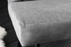 Moderne Sitzbank BIG GEORGE 160cm grau Samt Strukturstoff Taschenfederkern Metall