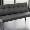 Moderne Sitzbank BIG GEORGE 160cm anthrazit Samt Strukturstoff Taschenfederkern schwarz