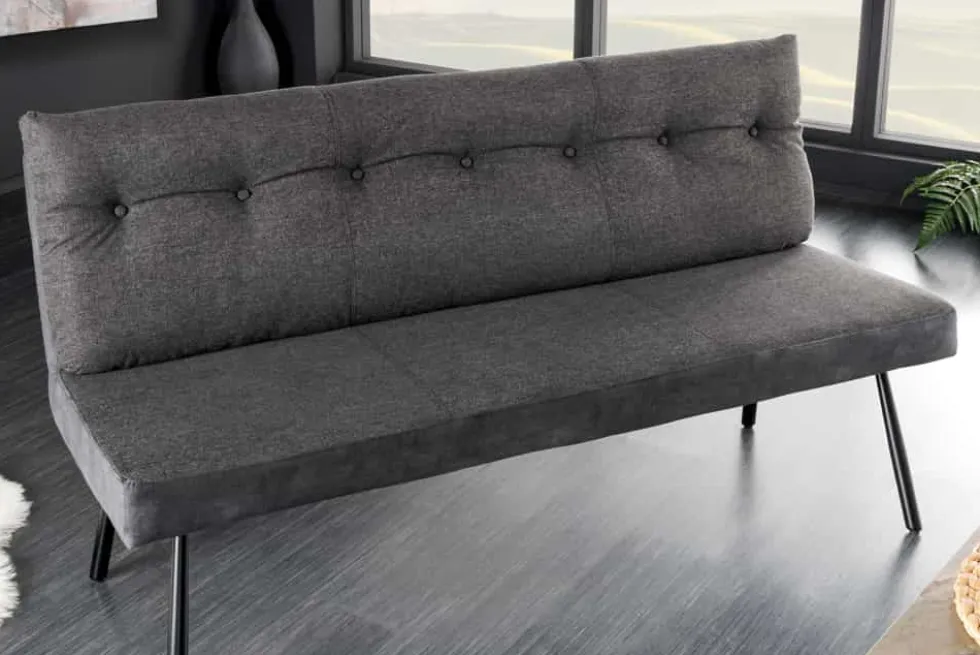 Moderne Sitzbank BIG GEORGE 160cm anthrazit Samt Strukturstoff Taschenfederkern schwarz