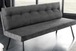Moderne Sitzbank BIG GEORGE 160cm anthrazit Samt Strukturstoff Taschenfederkern schwarz