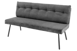 Moderne Sitzbank BIG GEORGE 160cm anthrazit Samt Strukturstoff Taschenfederkern schwarz