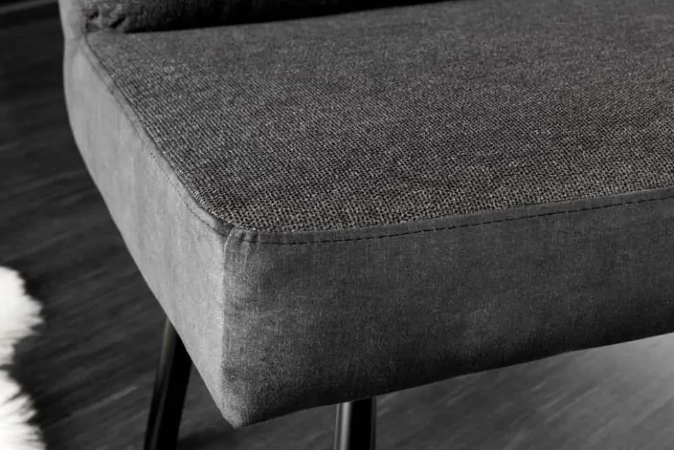Moderne Sitzbank BIG GEORGE 160cm anthrazit Samt Strukturstoff Taschenfederkern schwarz