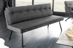 Moderne Sitzbank BIG GEORGE 160cm anthrazit Samt Strukturstoff Taschenfederkern schwarz