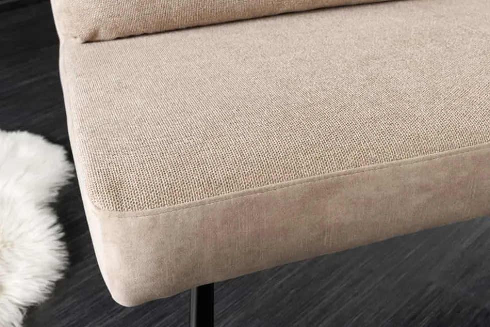 Moderne Sitzbank BIG GEORGE 160cm champagner beige Samt Strukturstoff Taschenfederkern