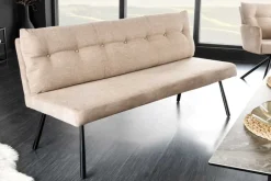 Moderne Sitzbank BIG GEORGE 160cm champagner beige Samt Strukturstoff Taschenfederkern