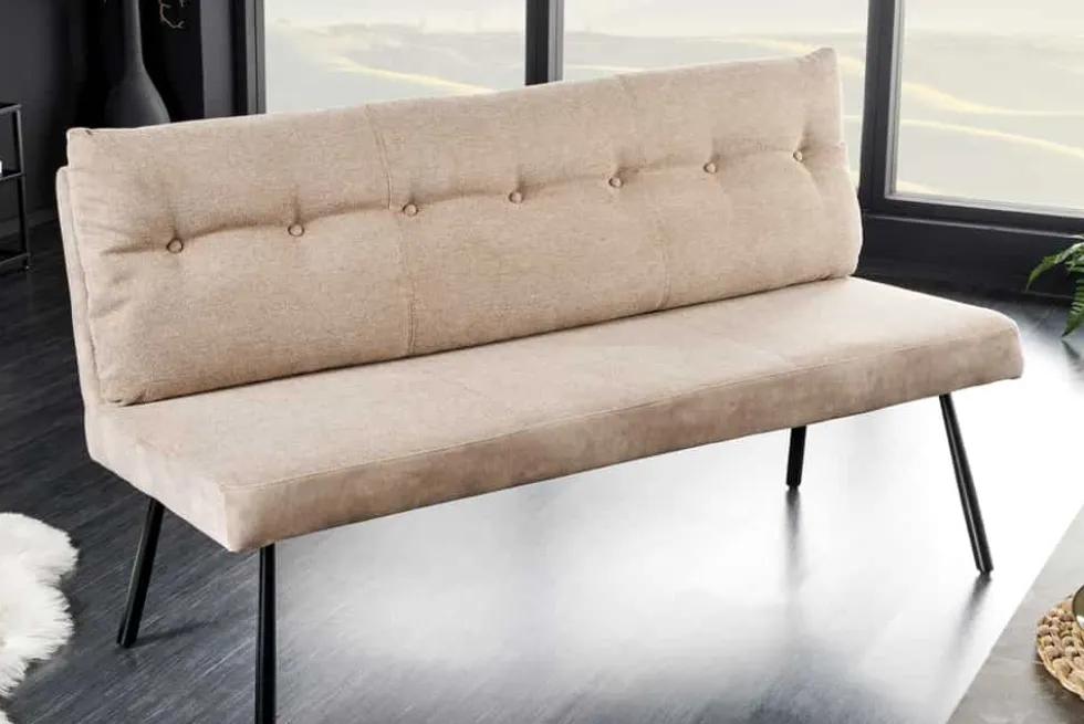 Moderne Sitzbank BIG GEORGE 160cm champagner beige Samt Strukturstoff Taschenfederkern