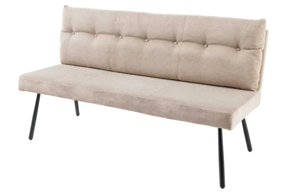 Moderne Sitzbank BIG GEORGE 160cm champagner beige Samt Strukturstoff Taschenfederkern