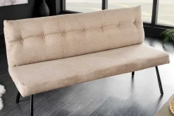 Moderne Sitzbank BIG GEORGE 160cm champagner beige Samt Strukturstoff Taschenfederkern
