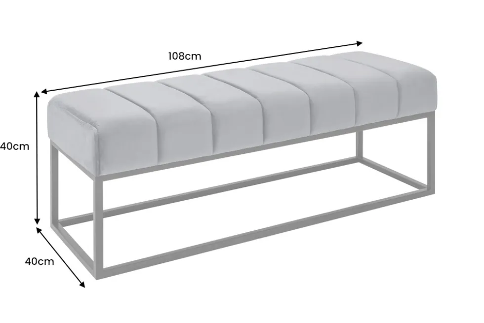 Moderne Sitzbank PETIT BEAUTÉ 110cm senfgelb Samt schwarzes Metallgestell