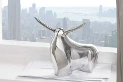 Moderne Skulptur BIG BULL silber Aluminium Dekoration Stierfigur Briefbeschwerer