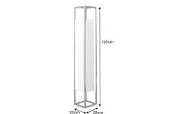 Moderne Stehlampe AGAPUNE 120cm weiß silber mit Papierschirm und Edelstahlgestell