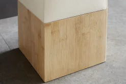 Moderne Stehlampe AGAPUNE 120cm weiß hellbraun Bambusfuß Stoffschirm