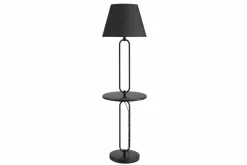 Moderne Stehlampe Beistelltisch SERVANT 175cm schwarz Metall rund