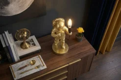 Moderne Tischlampe ASTRONAUT 40cm gold Skulptur handmade