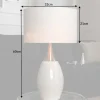 Moderne Tischlampe CARLA 60cm weiß silber mit Leinenschirm