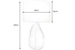 Moderne Tischlampe CLASSIC 60cm transparent recyceltes Glas weiß Stoffschirm