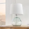 Moderne Tischlampe CLASSIC 45cm transparent recyceltes Glas weiß Stoffschirm