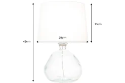 Moderne Tischlampe CLASSIC 45cm transparent recyceltes Glas weiß Stoffschirm