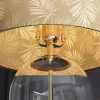Moderne Tischlampe CLASSICO 50cm transparent Glas weiß gold Leinenschirm