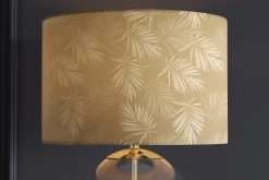 Moderne Tischlampe CLASSICO 50cm transparent Glas weiß gold Leinenschirm